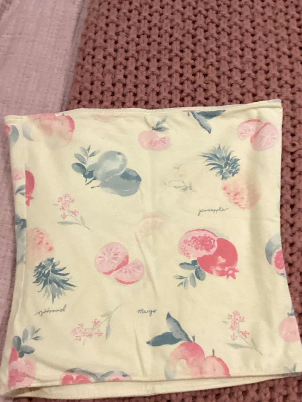 Holister Floral Fruit Print tube top teens - Pink & Cream